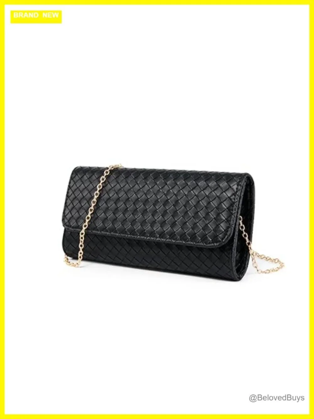 Faux Leather Woven Evening Bag Clutch Crossbody Shoulder Purse